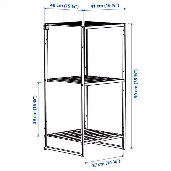JOSTEIN Стеллаж - д/дома/улицы/проволочный белый 41x40x90 см - схема-чертеж с размерами