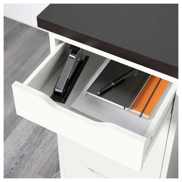 Стол ЛИННМОН / АЛЕКС, черно-коричневый, белый (150x75 см) - схема-чертеж с размерами