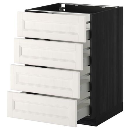 Напольный шкаф 4 фронтальных панели, 4 ящика МЕТОД / МАКСИМЕРА, черный, Лаксарби белый