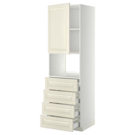 Высокий шкаф для духовки/дверца/4ящика, белый/Будбин белый с оттенком 60x60x200 см IKEA METOD МЕТОД / MAXIMERA МАКСИМЕРА