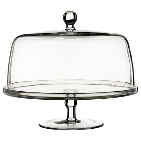 Сервировочная подставка с крышкой, прозрачное стекло 29 см IKEA INBJUDEN ИНБЬЮДЕН 004.913.19