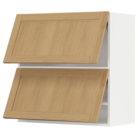 Навесной горизонтальный шкаф, 2 двери, белый, Forsbacka дуб, 80x80 см IKEA METOD МЕТОД 395.093.75