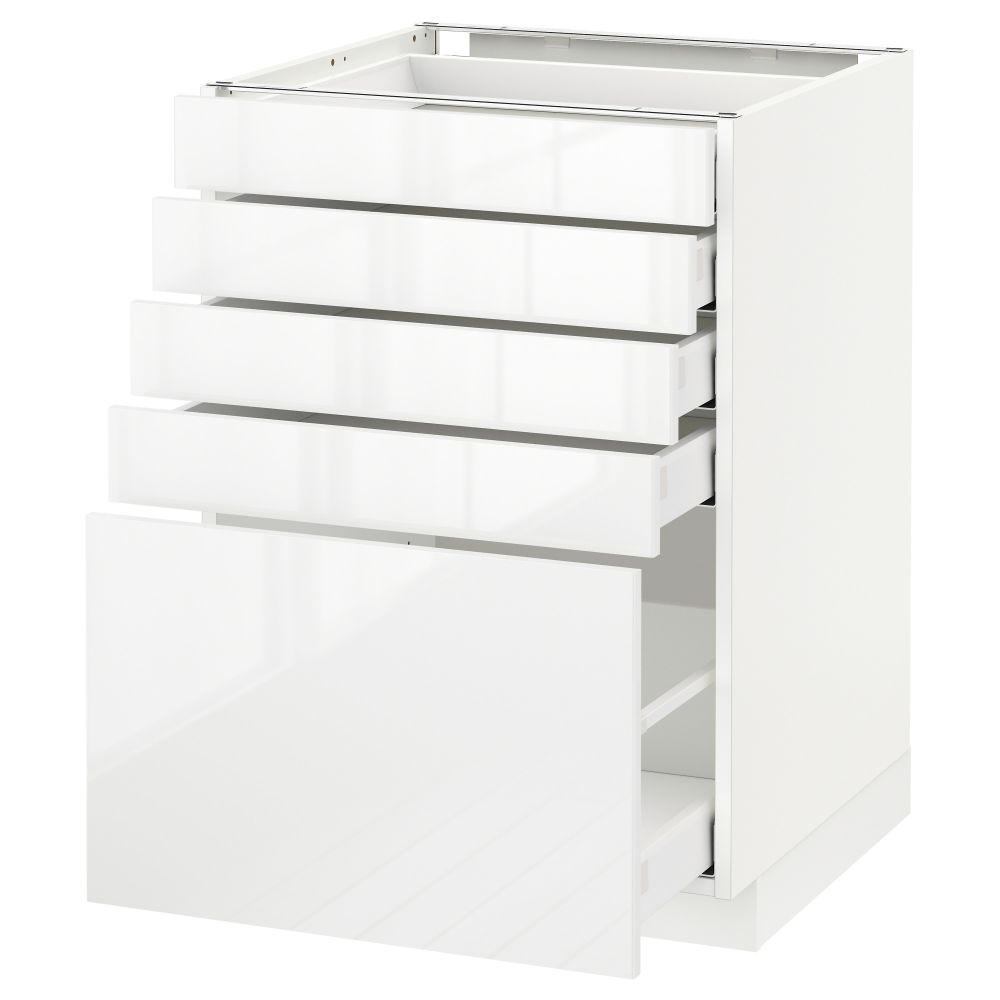 Напольный шкаф с 5 ящиками МЕТОД / МАКСИМЕРА, белый, Рингульт белый - схема-чертеж с размерами
