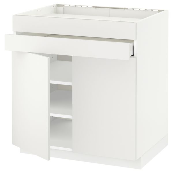 Напольный шкаф для варочной панели, 2 ящика, 2 фасада, 1 ящик МЕТОД / МАКСИМЕРА, белый, Хэггеби белый (80x60 см) - схема-чертеж с размерами