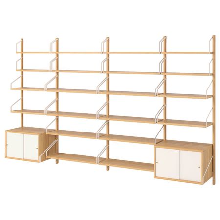 Комбинация для хранения, бамбук/белый 297x35x176 см IKEA SVALNÄS СВАЛЬНЭС 092.051.15