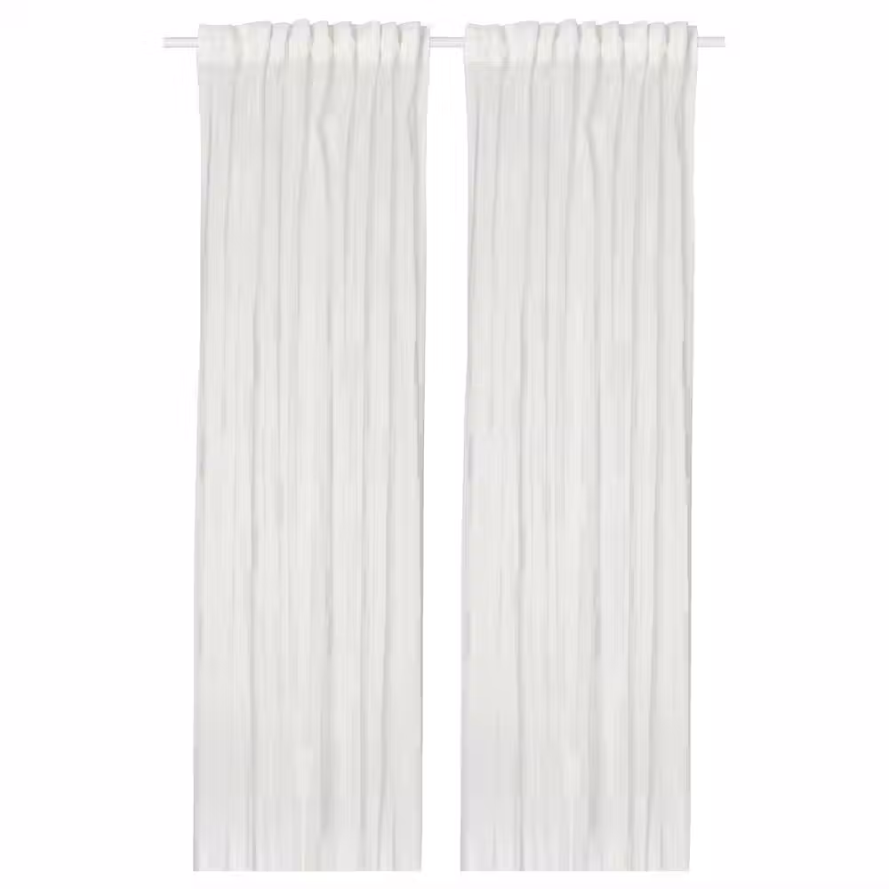 BERGNEJLIKA Гардины, 2 шт. - белый/с лентой 145x300 см - фото 1