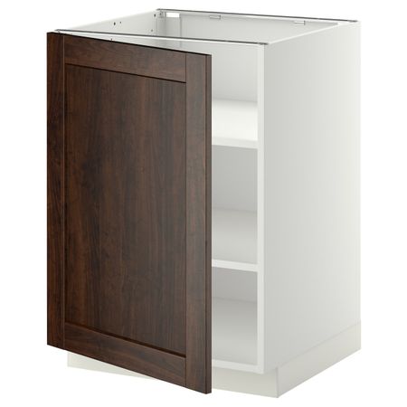 Напольный шкаф с полками, белый/Эдсерум коричневый 60x60 см IKEA METOD МЕТОД 194.467.51