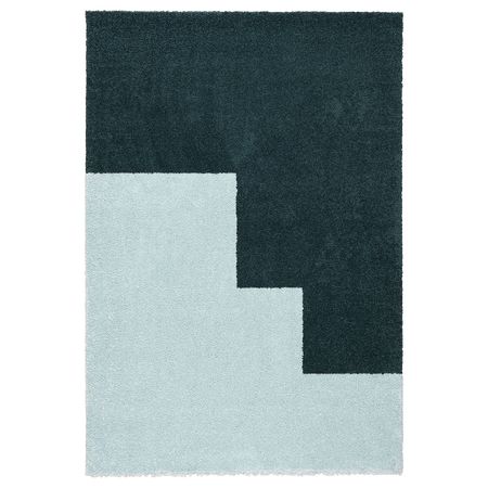 Ковер, длинный ворс, голубой/зеленый 133x195 см IKEA KONGSTRUP КОНГСТРУП 304.352.18