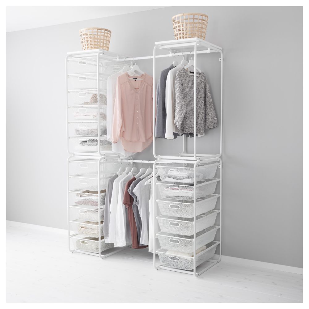 Рама + штанга, сетчатые корзин, верх полка АЛЬГОТ, белый (120/140x60x203 см) - фото 1