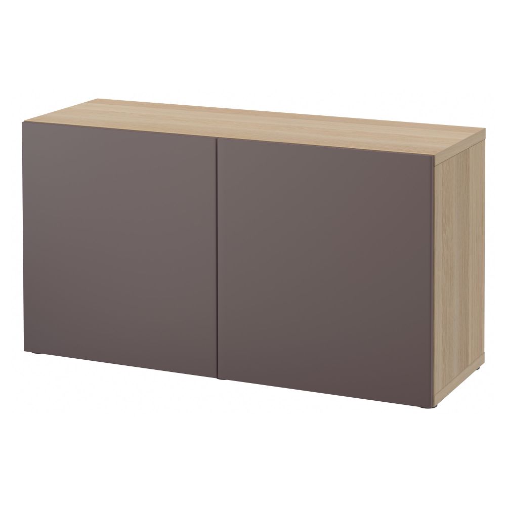 Стеллаж с дверьми БЕСТО, под беленый дуб, Вальвикен темно-коричневый (120x40x64 см) - схема-чертеж с размерами