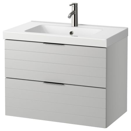 Шкаф для раковины с 2 ящиками ГОДМОРГОН / ОДЕНСВИК, светло-серый