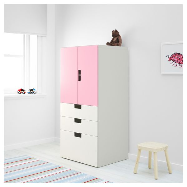 Комбинация для хранения с дверцами, ящиками СТУВА, белый, розовый (60x50x128 см) - фото 2