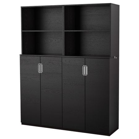 Комбинация для хранения с дверцами ГАЛАНТ, черно-коричневый (160x200 см)