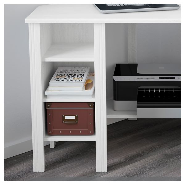 Угловой письменный стол БРУСАЛИ, белый (120x73 см) - схема-чертеж с размерами