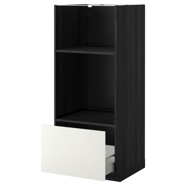 Высокий шкаф с ящиком для духовки/СВЧ МЕТОД / МАКСИМЕРА, черный, Хэггеби белый (60x60x140 см) - схема-чертеж с размерами