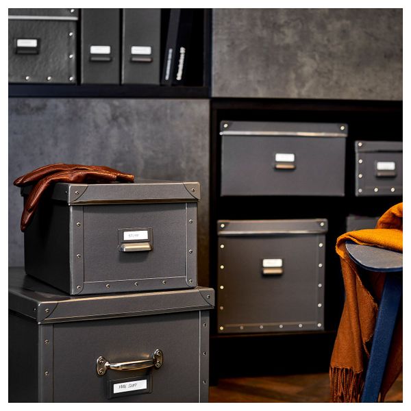 Коробка с крышкой, темно-серый 25x36x20 см IKEA ФЬЕЛЛА 703.956.68 - фото 4