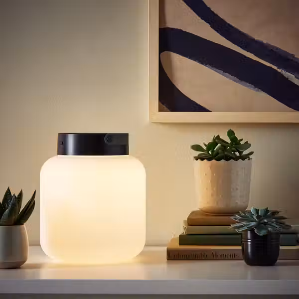 LÄNSPORT ЛЭНСПОРТ Переносной светильник,на батарейках - белый/темно-серый 22 см - фото 3