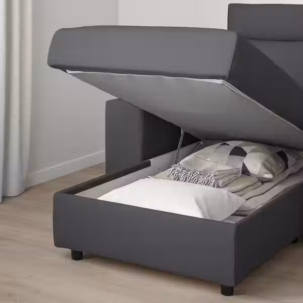 VIMLE 3-местный диван-кровать с козеткой - с широкими подлокотниками/Hallarp серый - фото 5