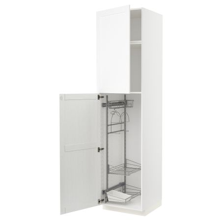 Высокий шкаф с отделением для аксессуаров для уборки, 60x60x240 cm IKEA METOD МЕТОД 494.735.21