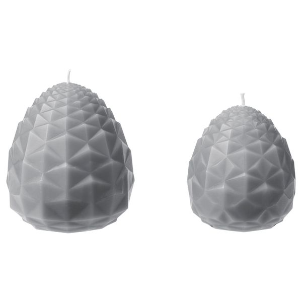 Формовая свеча неароматиз., 2 шт. ВИНТЕР 2017, шишка, серый - фото 1