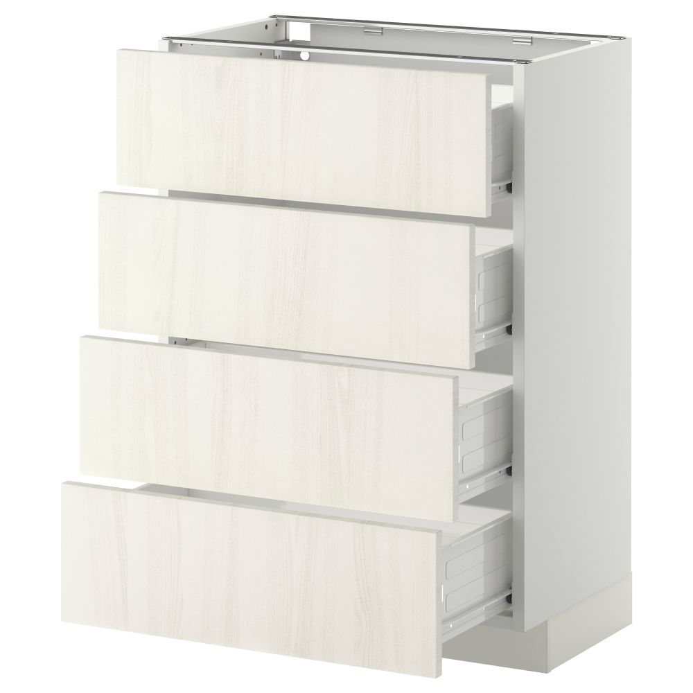 Напольный шкаф 4 фронтальных панели, 4 ящика МЕТОД / ФОРВАРА, белый, Росдаль белый - схема-чертеж с размерами