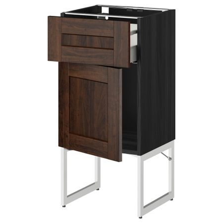 Напольный шкаф с ящиком, дверью МЕТОД / МАКСИМЕРА, черный, Эдсерум коричневый