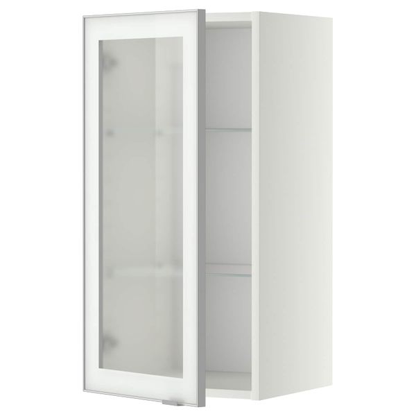Навесной шкаф/полки/стеклян дверца, белый/Ютис матовое стекло 40x80 см IKEA METOD МЕТОД 194.470.53 - фото 1