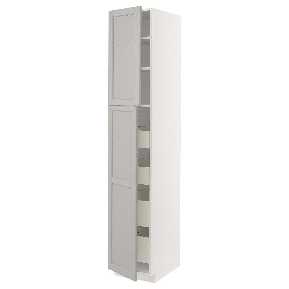 Высокий шкаф, 2 дверцы, 4 ящика, 40x60x220 cm IKEA METOD МЕТОД, MAXIMERA МАКСИМЕРА 594.624.14 - фото 1