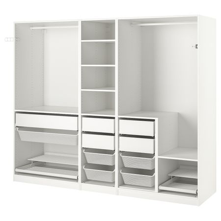Гардероб, комбинация, белый 250x58x201 см IKEA PAX ПАКС 493.962.50