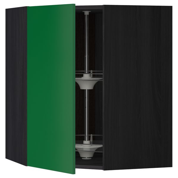 Угловой навесной шкаф с вращающейся секцией МЕТОД, черный, Флэди зеленый - схема-чертеж с размерами
