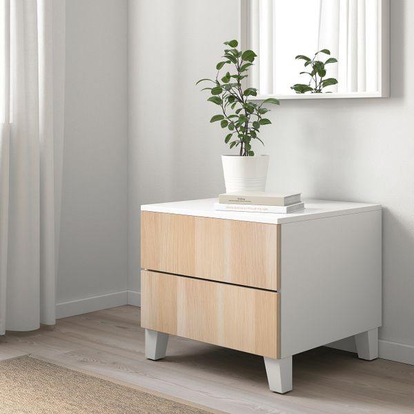 Комод с 2 ящиками, белый/Скрова беленый дуб IKEA OPPHUS ОПХУС 394.879.29 - фото 2