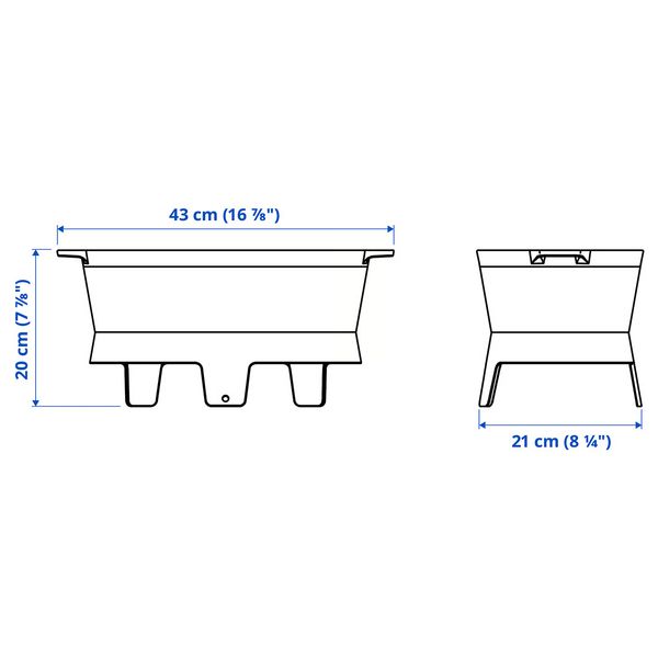 SOLUPPGÅNG Гриль - чугун 21x43 см - схема-чертеж с размерами