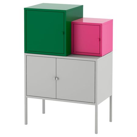 Комбинация для хранения, серый темно-зеленый/розовый 60x92 см IKEA ЛИКСГУЛЬТ 392.487.50