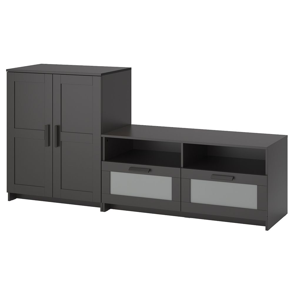 Шкаф для ТВ, комбинация, черный 200x41x95 см IKEA BRIMNES БРИМНЭС 392.397.60 - фото 1