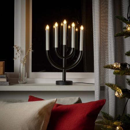 Светодиодный канделябр, 5 ламп, черный 46 см IKEA STRÅLA СТРОЛА 705.031.54