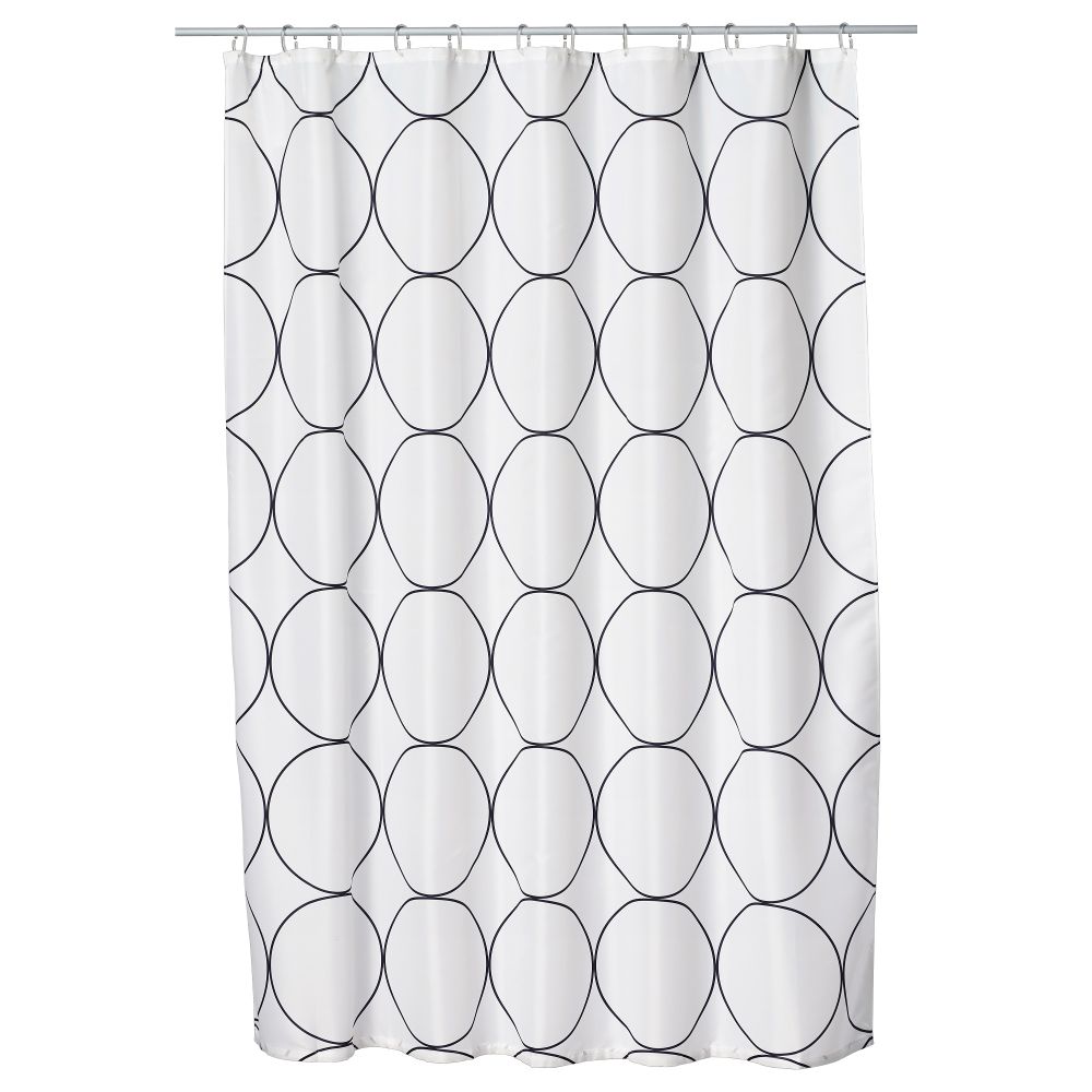 Штора для ванной УДГРУНД, белый/черный (180x200 см) - фото 1