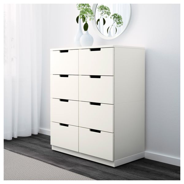 Комод с 8 ящиками НОРДЛИ, белый (80x97 см) - фото 2