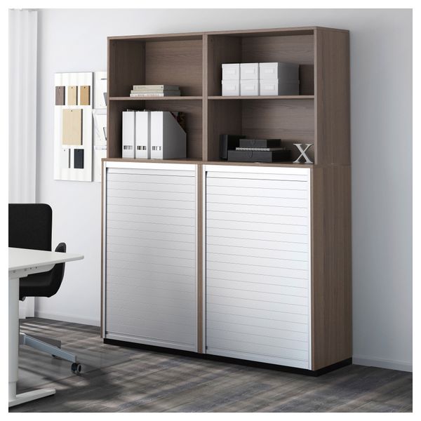 Комбинация для хранения с дверцей-шторой ГАЛАНТ, серый (160x200 см) - схема-чертеж с размерами