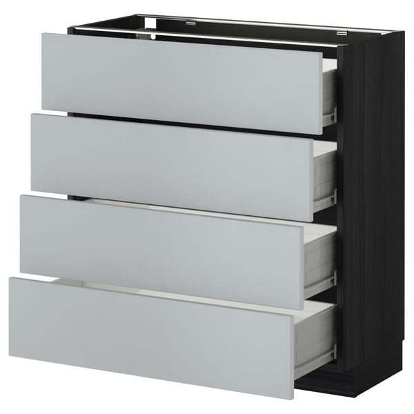 Напольный шкаф 4 фронтальных панели, 4 ящика МЕТОД / ФОРВАРА, черный, Веддинге серый - схема-чертеж с размерами