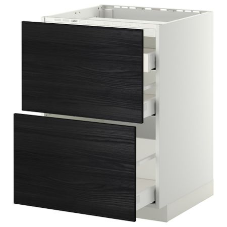 Напольный шкаф, 2 фронтальных панели, 3 ящика МЕТОД / МАКСИМЕРА, белый, Тингсрид черный