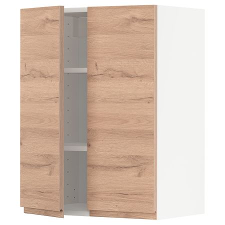 Навесной шкаф с полками/2дверцы, белый/Воксторп под дуб 60x80 см IKEA METOD МЕТОД 194.460.82