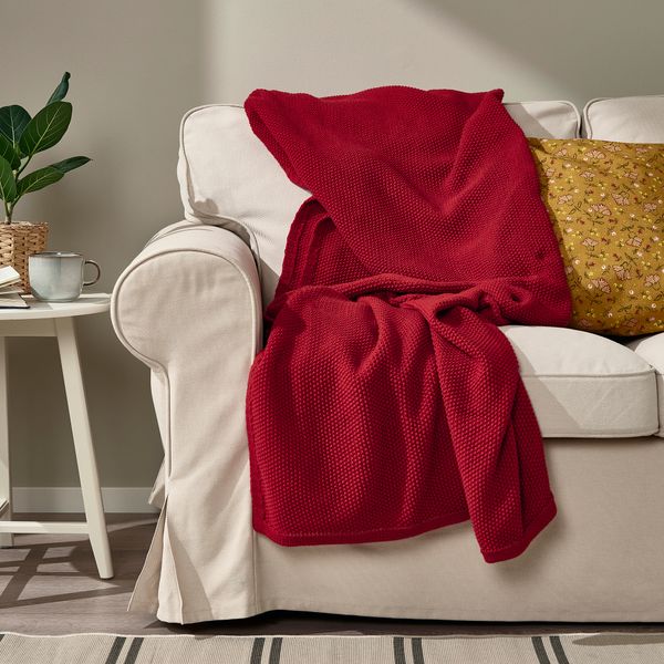 Плед, 130x170 см, темно-красный IKEA HUMLEMOTT 905.620.34 - фото 4