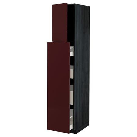 Высокий шкаф, выдвижной секцией, 1 дверца, 4 ящика, 40x60x200 cm IKEA METOD МЕТОД, MAXIMERA МАКСИМЕРА 194.590.55
