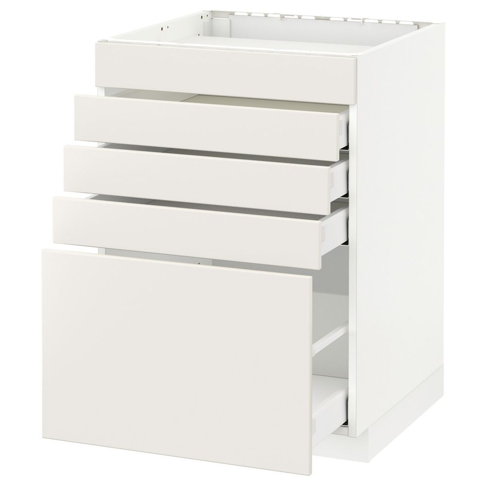 Напольный шкаф для варочной панели/5фасад/4ящ, белый/Веддинге белый 60x60 см IKEA METOD МЕТОД / MAXIMERA МАКСИМЕРА 192.347.87 - схема-чертеж с размерами