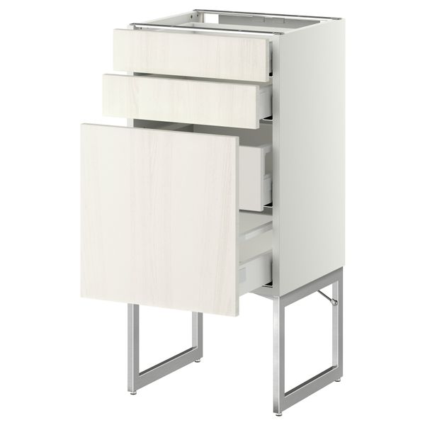 Напольный шкаф 3 фронтальных панели, 2 нижних, 2 средних ящика МЕТОД / МАКСИМЕРА, белый, Росдаль белый - схема-чертеж с размерами