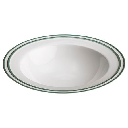 Тарелка глубокая ЭНИГТ, белый с оттенком, зеленый (24 см)