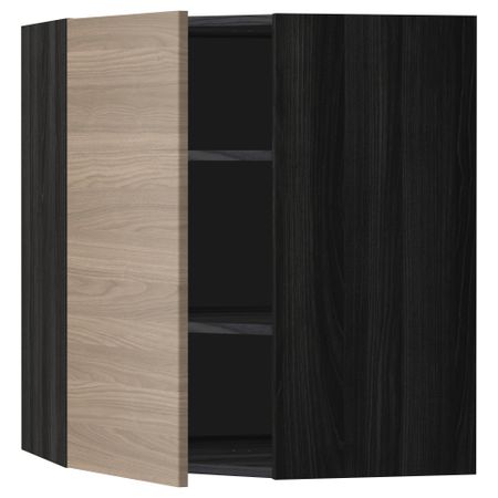 Угловой навесной шкаф с полками, 68x80 см, черный, Brokhult светло-серый IKEA METOD МЕТОД 899.185.92