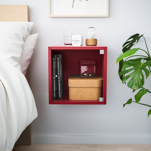 Навесной шкаф со стеклянной дверью, красный 35x35x35 см IKEA ЭКЕТ 393.363.70 - фото 2