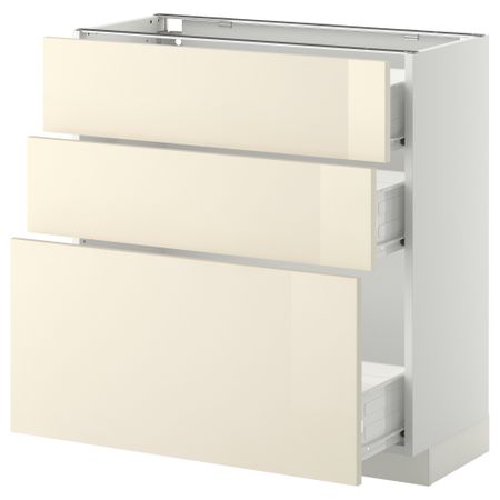 Напольный шкаф с 3 ящиками МЕТОД / ФОРВАРА, белый, Рингульт кремовый