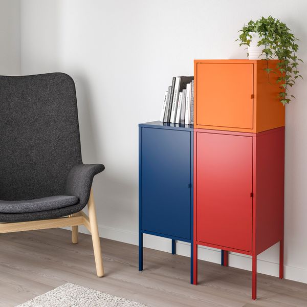 Комбинация для хранения, темно-синий/красный, оранжевый 70x117 см IKEA ЛИКСГУЛЬТ 292.487.03 - фото 2